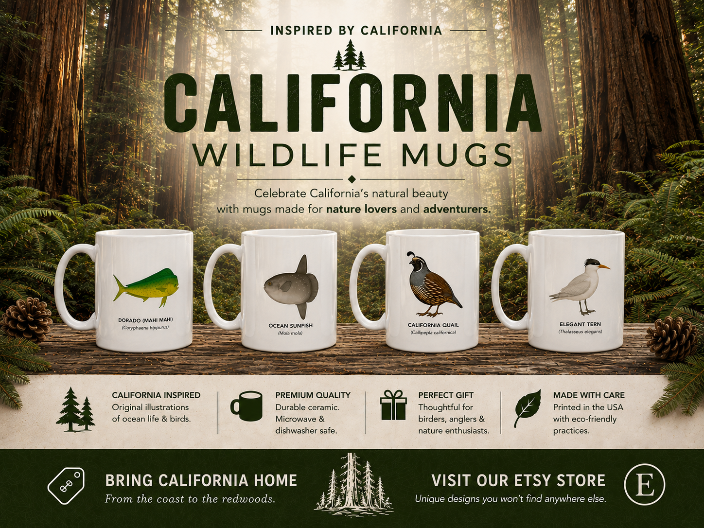 California Wildlife Mugs — Visit our Etsy store